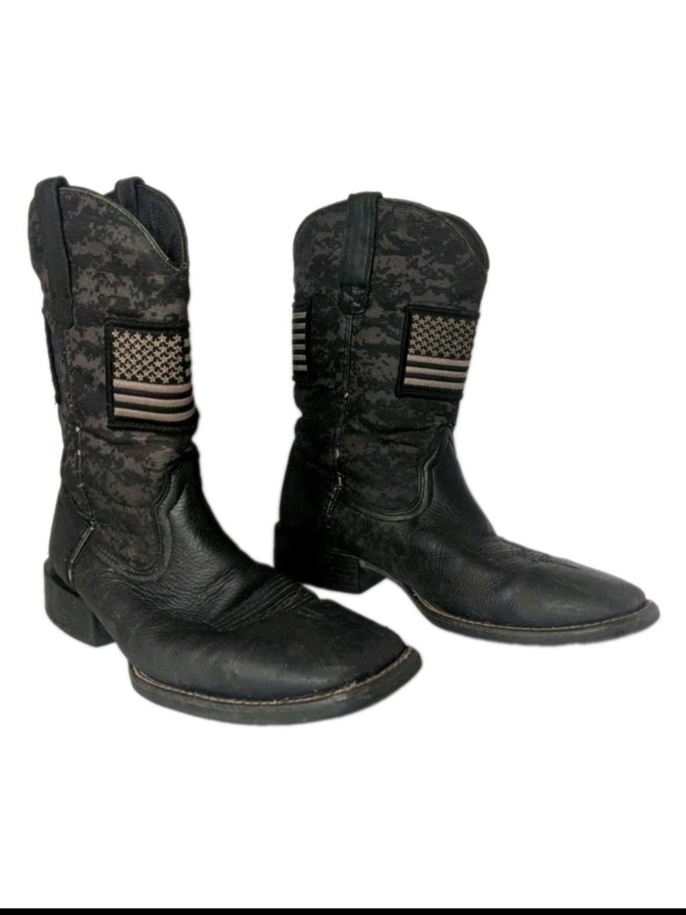 Black American Flag Western Cowboy Boots - Mens